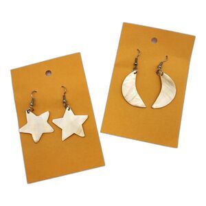 Moon & Stars Natural Seashell Dangle Earrings (2 pairs)